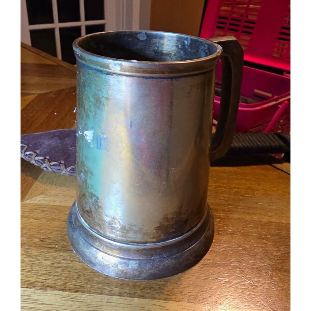 Plain Pewter-Colored Metal Tankard Mug, Pewter Mug